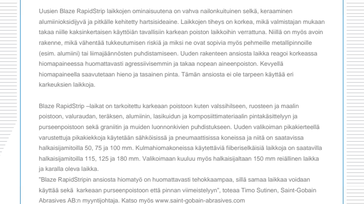 Uusi laikka erittäin karkeaan poistoon