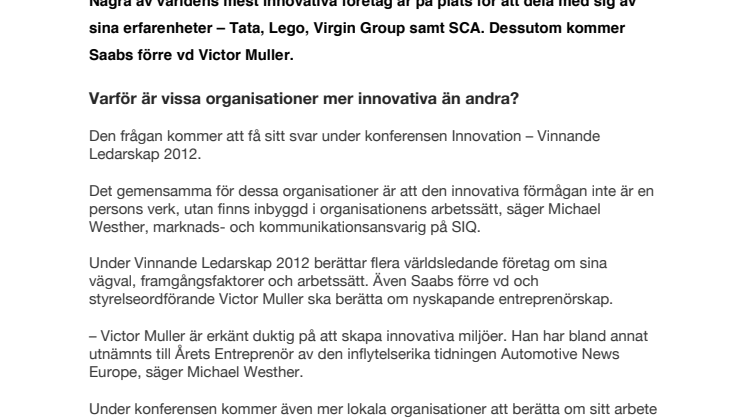 Vinnande Ledarskap 2012 - lockar världens mest innovativa företag 