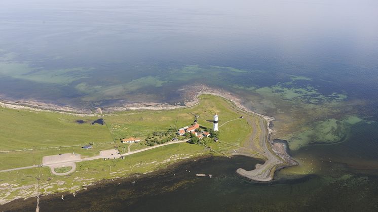 Flygfoto över Ottenby fågelstation, Ölands södra udde