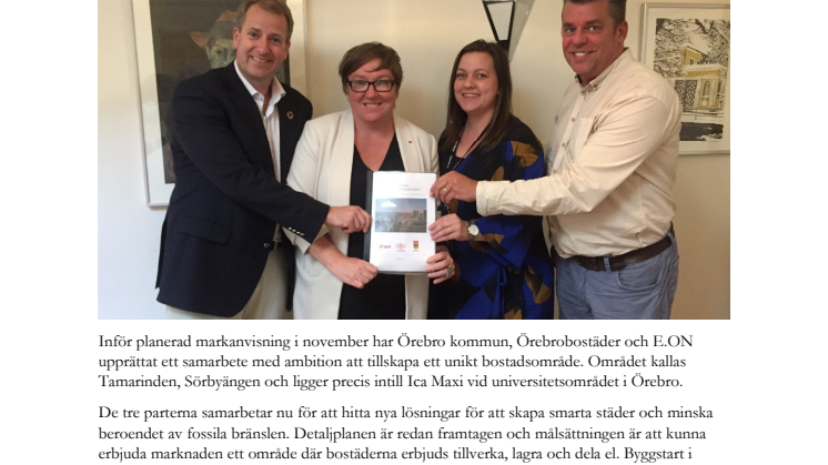 Samarbete mellan Örebro kommun, ÖBO och E.ON för det nya bostadsområdet Tamarinden 