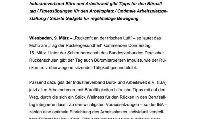 Auch im Büro mobil und fit bleiben: Tipps zum Tag der Rückengesundheit am 15. März