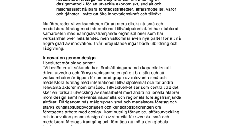 SVID får verksamhetsbidrag från Tillväxtverket för 2017-2019