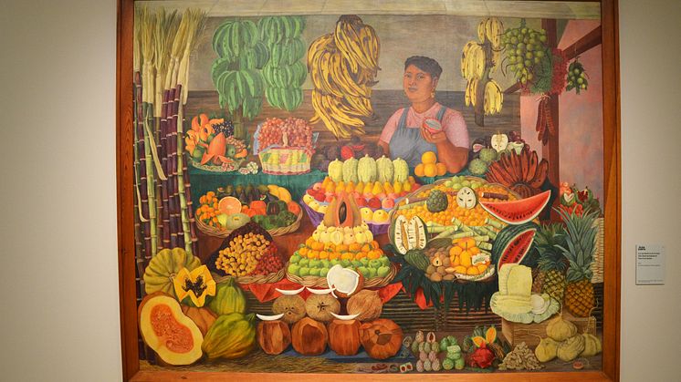 Gemälde "La vendedora de frutas" (Die Obstverkäuferin) von Olga Costa, 1951 