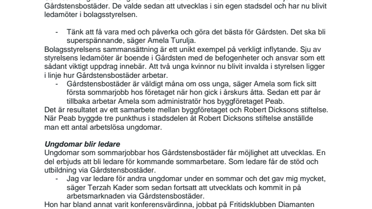 Från sommarjobbare till ledamöter i bolagsstyrelsen