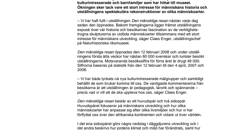 Mänskliga skulpturer lockade rekordpublik till Naturhistoriska riksmuseet