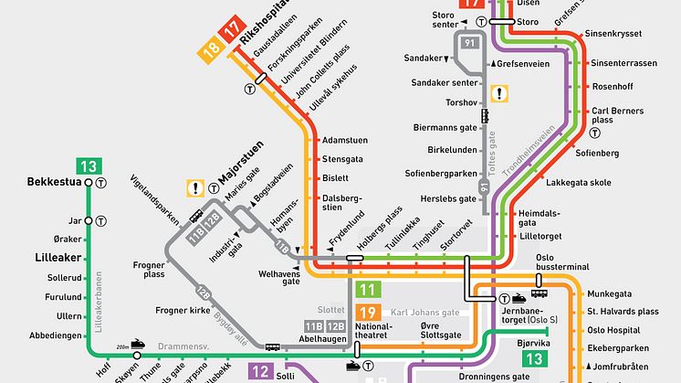 Ny fase i Trikkeprogrammet fra 18. mai: Linjekart