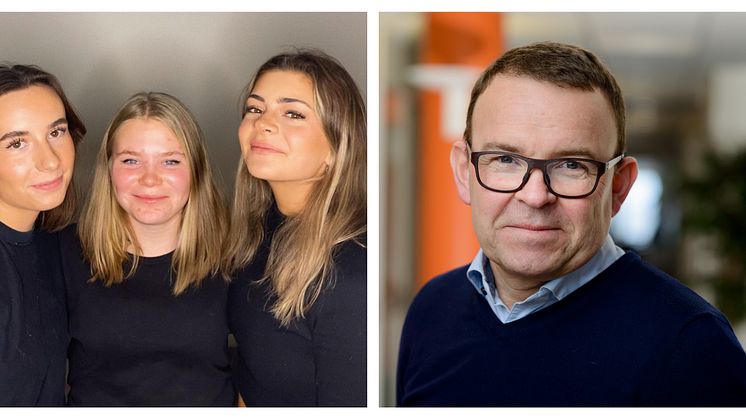 Aja Tomic, Ebba Hampusson, Julia Izarra at UF Jämställd Teknik, and Peter Renkel, CEO of Konftel.