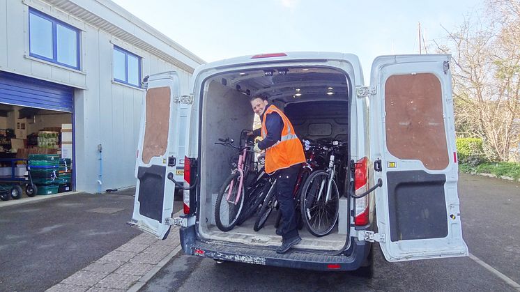 Natalie Parker delivering bikes to SCDA