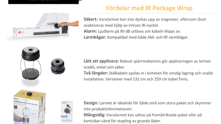 Varularm med vajer som förhindrar stöldförsök med magnet