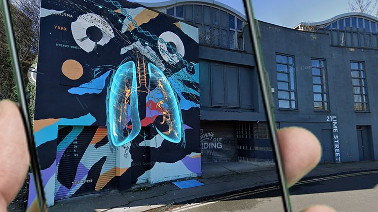 One of the Donate Yourself augmented reality digital installations in Newcastle.