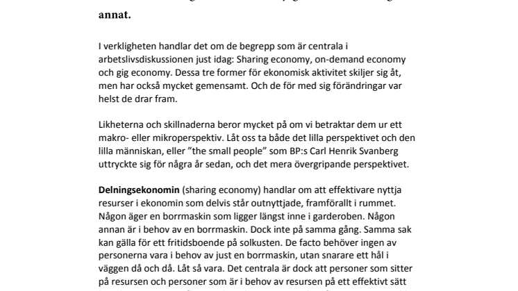 Arbetsmarknaden möter delningsekonomin