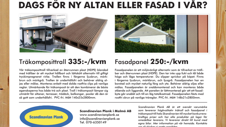 Scandinavian Plank annons 2013