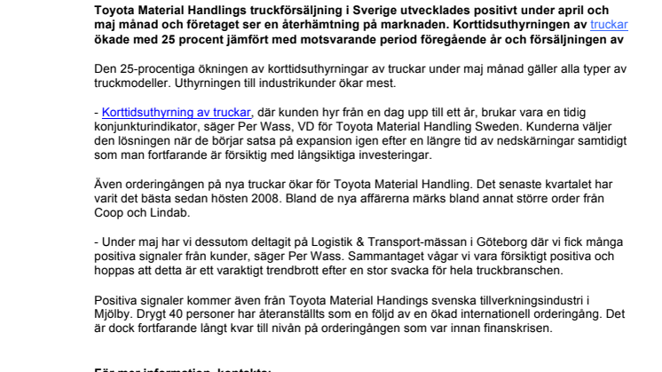 Ökad truckförsäljning befäster ljusning på marknaden 