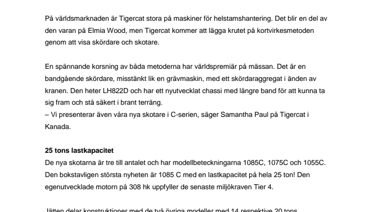Tigercat visar bandgående skördare