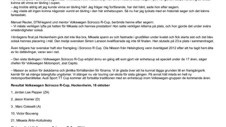 Svenska framgångar i Scirocco R-Cup