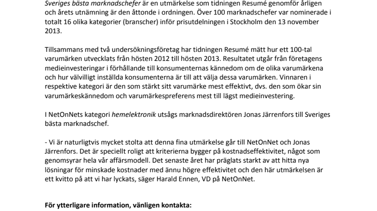 Sveriges bästa marknadschef hos NetOnNet