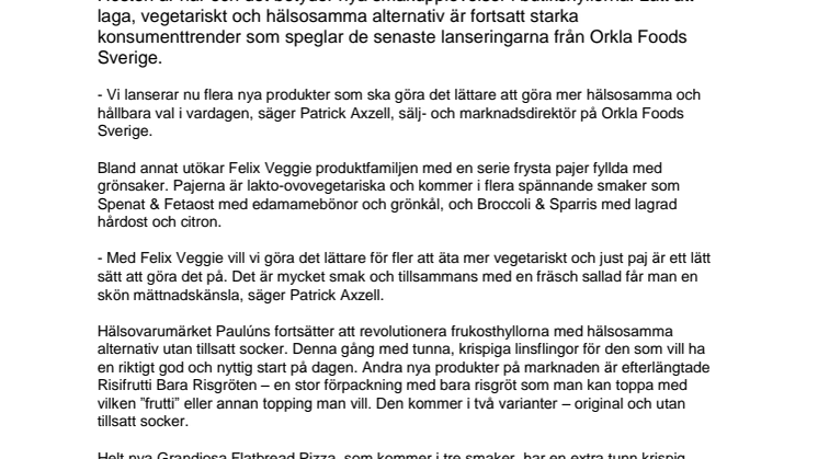 Vegetariska pajer, flatbread pizza och hälsosamma linsflingor bland höstens godaste lanseringar 