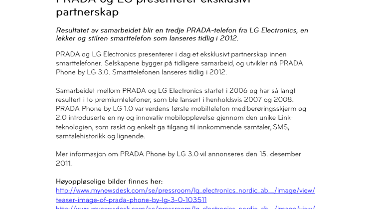 PRADA og LG presenterer eksklusivt partnerskap