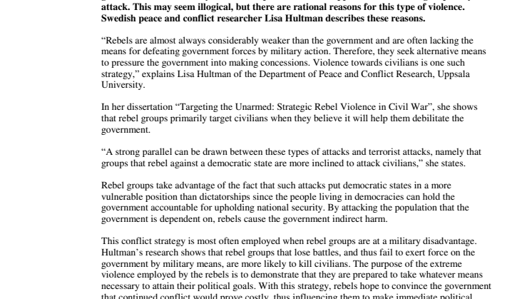 Why rebel groups attack civilians