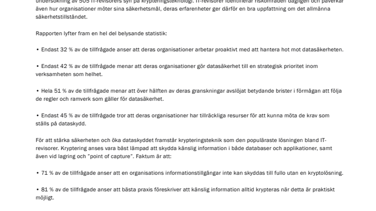 Kryptering nödvändig för att skydda informationstillgångar