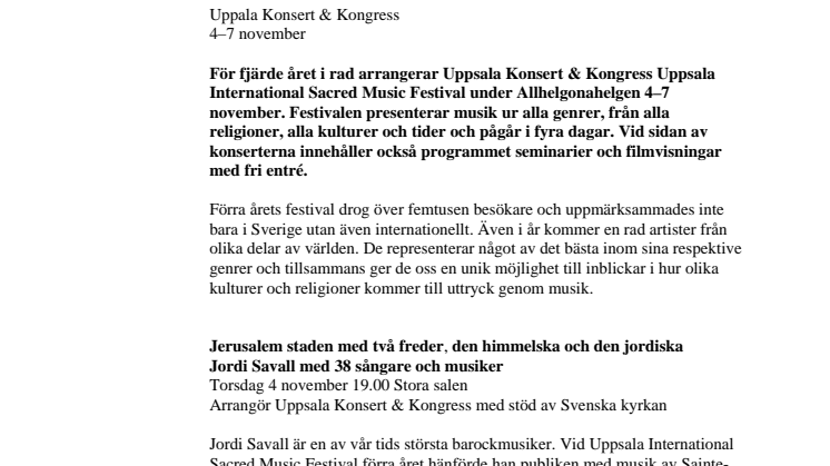 Uppsala International Sacred Music Festival 4-7 november 2010