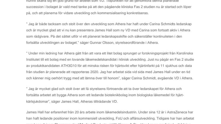Athera stärker ledningsteamet för framtida affärsaktiviteter