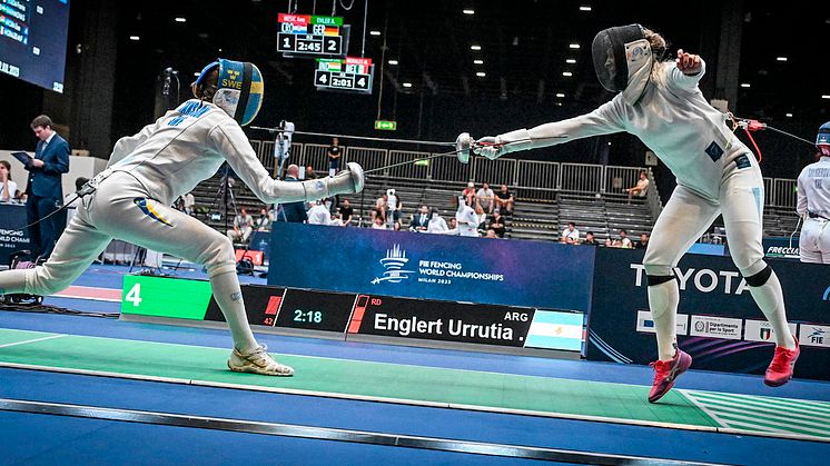Emma Fransson fäktar sin match i 64-tablån vid fäkt-VM i Milano imorgon tisdag 09.20. Foto