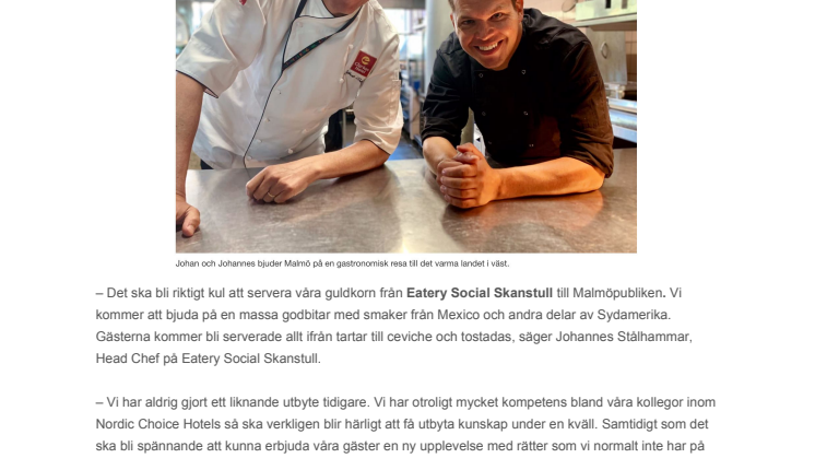 Kockduo gästspelar på Malmös högst belägna restaurang