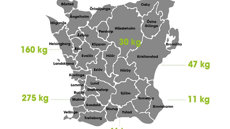 Karta över läkemedelsutsläpp i Skåne