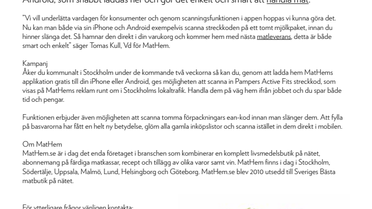 Först i Sverige - Sköt dina dagliga matinköp direkt i mobilen, nu inte bara för iPhone