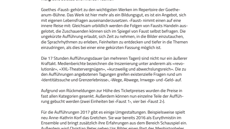 Von Faust lernen heißt, mit Grenzerlebnissen umgehen lernen. Drei Gesamtaufführungen von Goethes ‹Faust 1 und 2› am Goetheanum