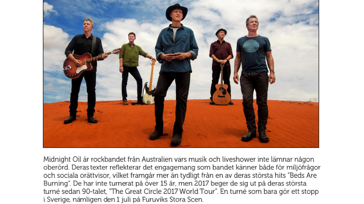 Furuvik bokar Midnight Oil till Stora Scen