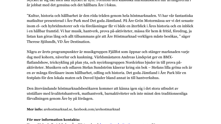 Åre Höstmarknad satsar på besöksrekord