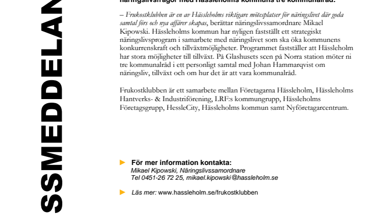 Höstpremiär för frukostklubben med Hässleholms tre kommunalråd