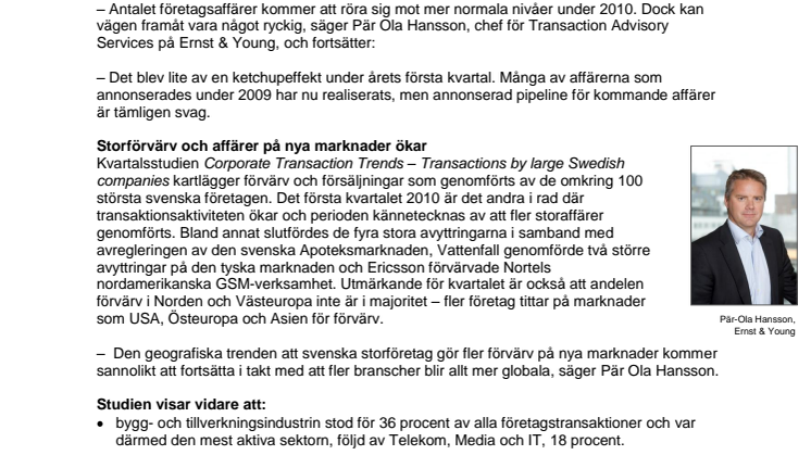 Svenska storföretags aptit på affärer ökar