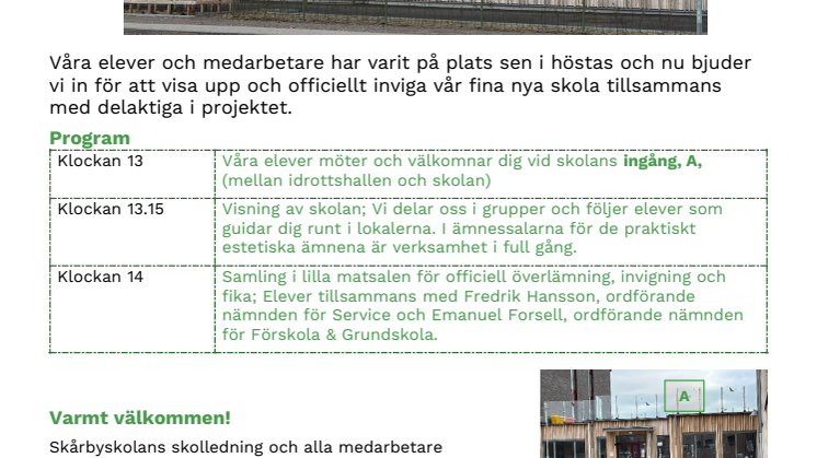 Program skårbyskolans invigning