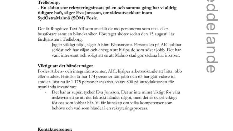 Nio fick jobb med hjälp av Fosie AIC