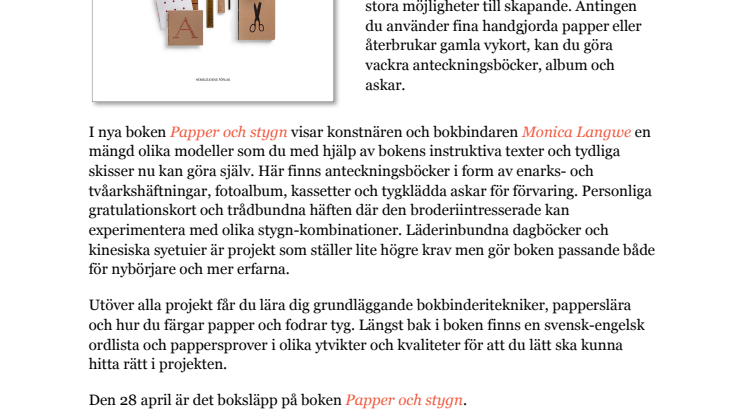 Ny bok från Hemslöjdens förlag - Vik, falsa och brodera din bok! 