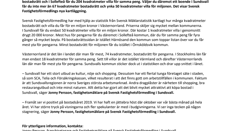 Ny kartläggning visar: Så mycket bostad får du för en miljon  i Västernorrland 