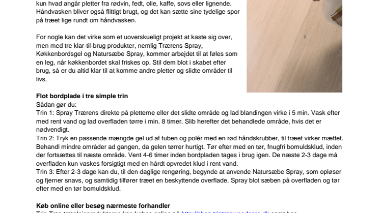 Frisk køkkenbordet op i tre simple trin