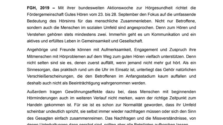 Woche des Hörens 2019 vom 23. – 28. September – Gemeinsam besser hören!