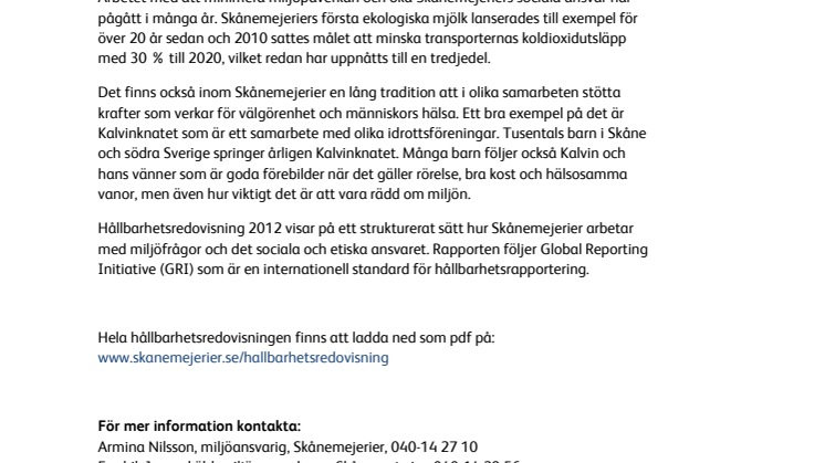 Skånemejeriers Hållbarhetsredovisning 2012