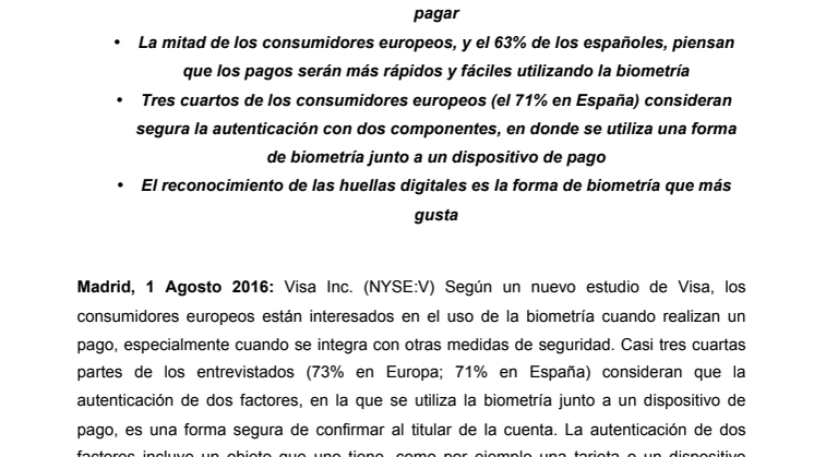 Los consumidores españoles preparados para la biometría como método de pago