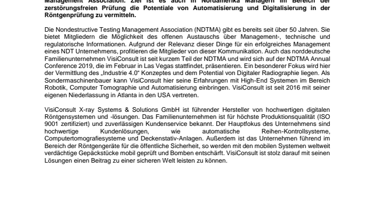 VisiConsult wird Mitglied in der NDT Management Association