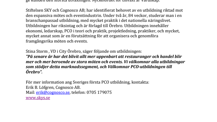 Unik PCO utbildning startar i Örebro!
