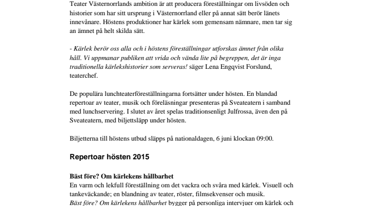 Kärleksfull höst med Teater Västernorrland