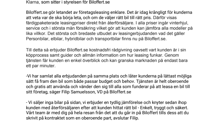 Ny jämförelsesajt för företagsleasing