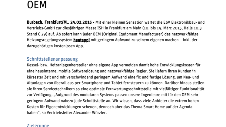 Ohne Entwicklungsaufwand für Kesselhersteller: Eigene Fernbedienung inkl. App für jeden OEM