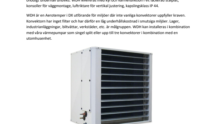 Väggmonterad Värmepumpskonvektor WDH 