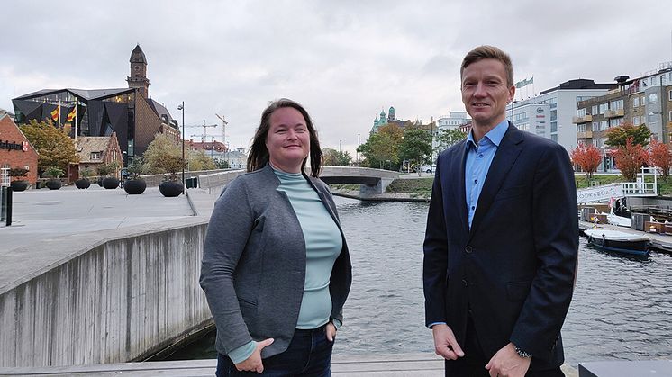 Magdalena Beck, ordförande i VA SYDs förbundstyrelse och Joel Olthed, VA SYDs förbundsdirektör.